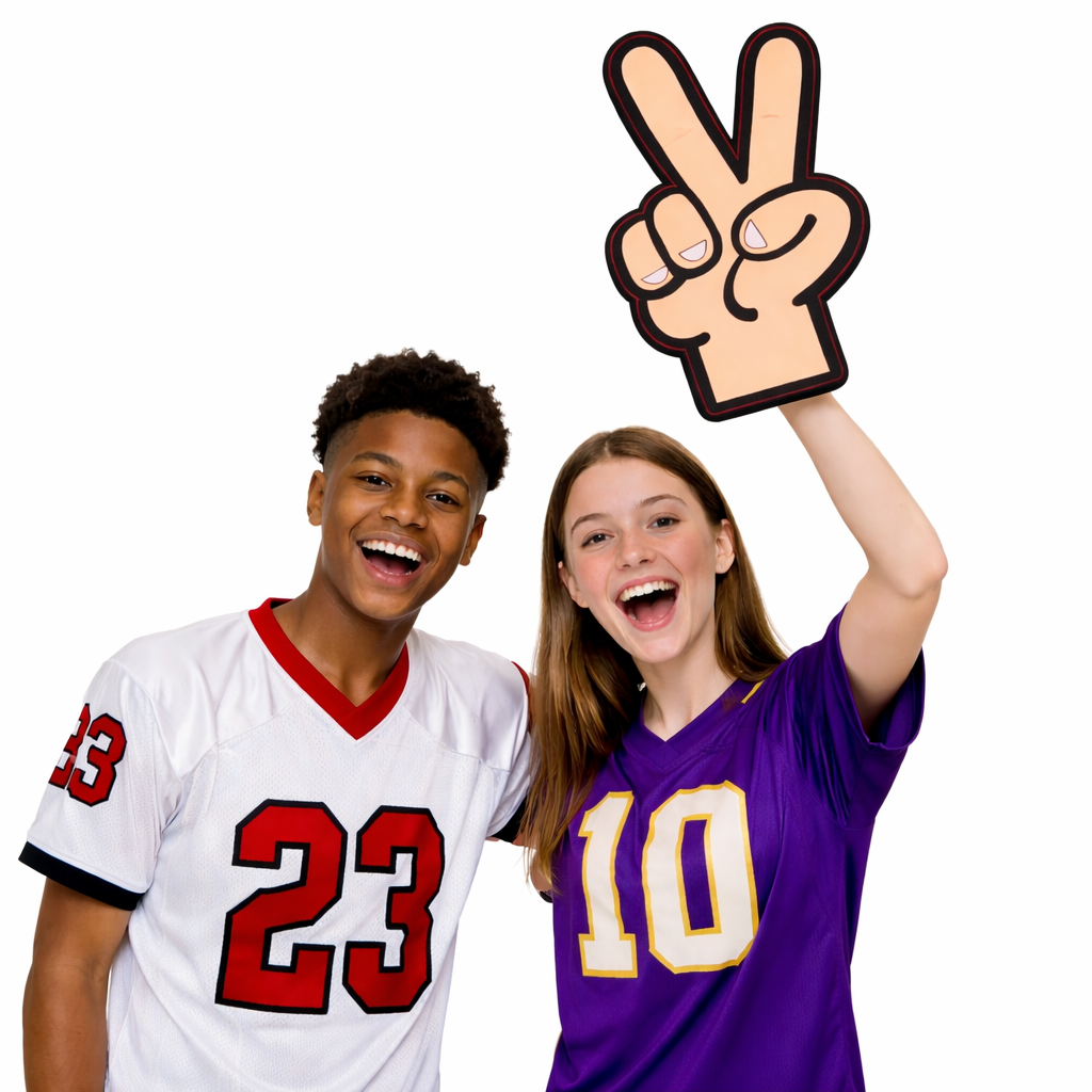 V For Victory Oversized Hand Photo Booth Props With Pop Socket For Graduation And Sports Events