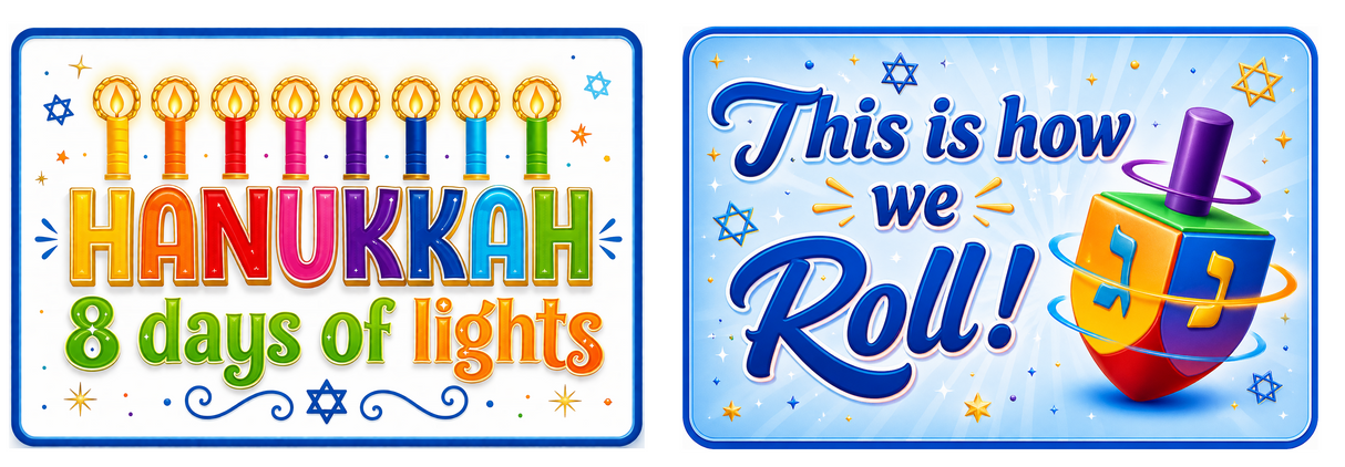 Hanukkah - Photo Booth Sign Props . Set of5 - Double Sided