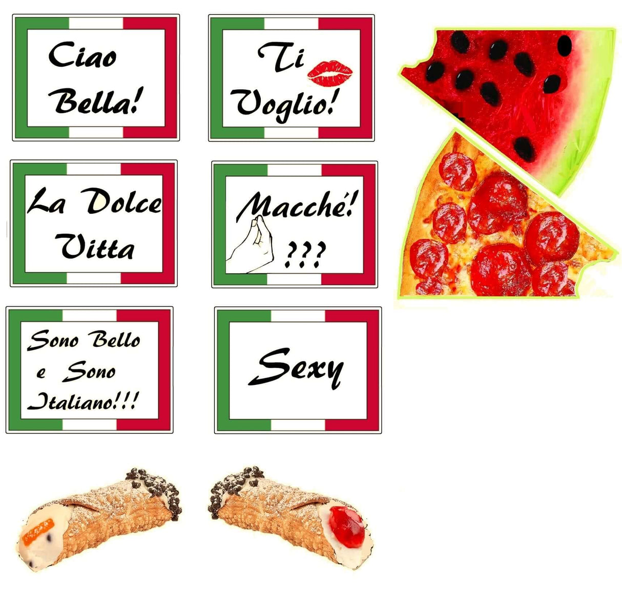 Bella Italia Photo Booth Props In Italian Cannoli And Pizza Themed Party Set For Weddings And Events