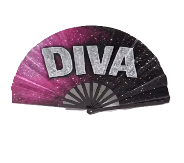 Diva Folding Fan 13 Inch Photo Booth Prop for All Events Vibrant Colorful Party Accessory