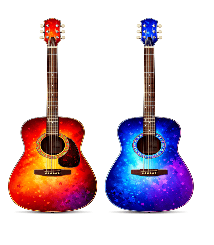 NEW Bigger Musical Instruments- Band collection oversized colorful guitars for vibrant parties and events.
