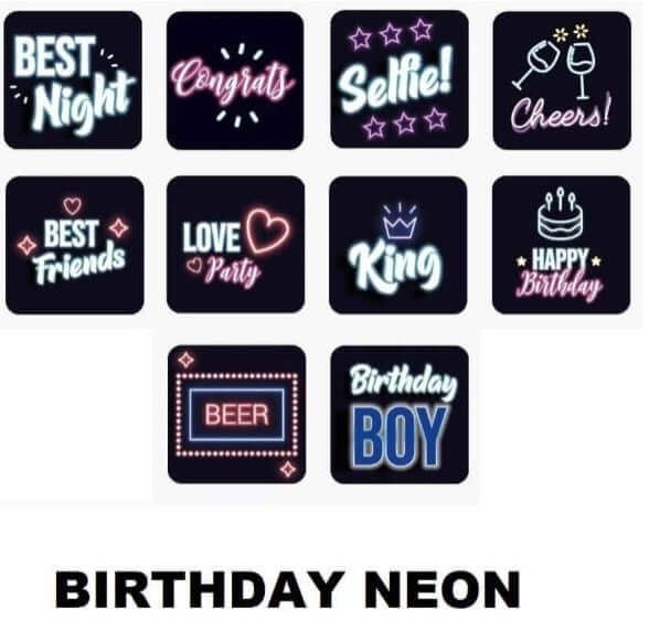 Birthday Neon Photo Booth Props 5 Piece Set For Fun Festive Photo Booth Moments And Party Memories