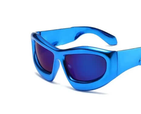 Metallic Blue Disco Glasses for fun parties and photo booths, adding style and personality to any event.