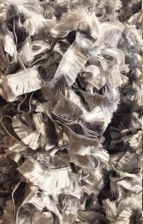 Featherless Silver Boa made of soft polyester, showcasing a vibrant silver color with a beautiful texture.