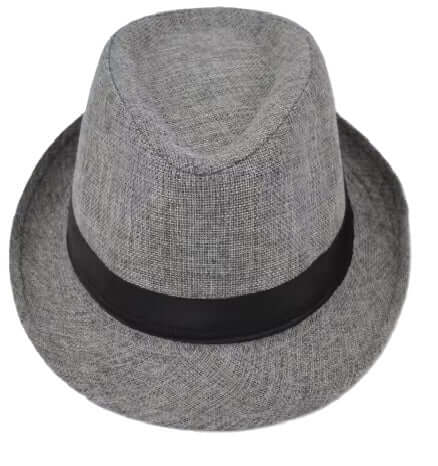 Gatsby Dark Gray Fedora with a textured woven finish and black band for gangster and vintage looks.