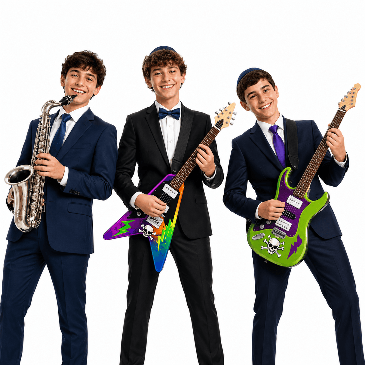 NEW Bigger Musical Instruments- Band collection featuring three young musicians with colorful oversized instruments.