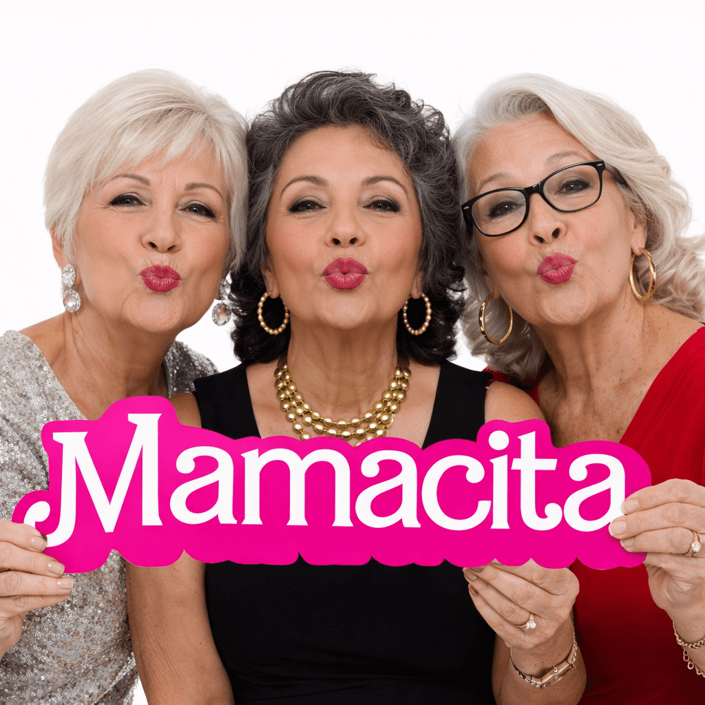 Mamacita Individual Prop held by three stylish women, showcasing fun and vibrant energy in an engaging pose.