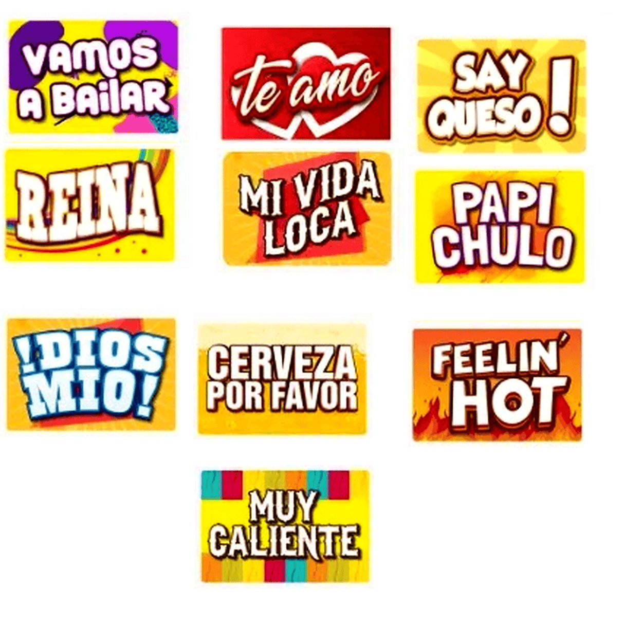 Vamos a Bailar Spanish Photo Booth Props Five Piece Set for Celebrations US Made