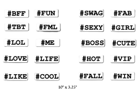 Hashtag Complete 10 Piece Signs Collection for Parties and Events Includes 20 Unique Hashtags to Boost Social Sharing.