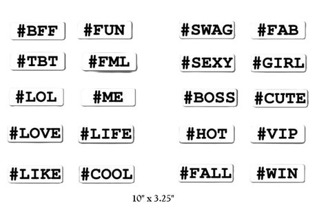 Hashtag Complete 10 Piece Signs Collection for Parties and Events Includes 20 Unique Hashtags to Boost Social Sharing.