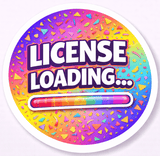 Colorful graphic with the text 'LICENSE LOADING...' on a vibrant background.