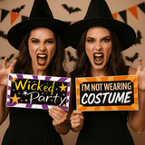 Halloween - 7 piece set- Photo Booth Sign Props .- Double Sided