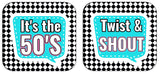 50s Fifties Themed Photo Booth Prop Set For Retro Parties Includes Three 10 Inch Square PVC Props And 12 Inch Accessory