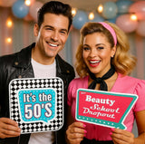 50s Fifties Themed Photo Booth Prop Set For Retro Parties Includes Three 10 Inch Square PVC Props And 12 Inch Accessory
