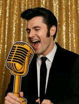 Oversized Microphone Photo Booth Prop 15 Inch Oldies Style Anti Glare Finish For Weddings Parties And Corporate Events