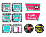 50s Fifties Themed Photo Booth Prop Set For Retro Parties Includes Three 10 Inch Square PVC Props And 12 Inch Accessory
