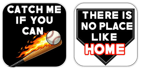 Baseball Prop Set Three 10 Inch Square Props For Parties Photo Booths And Event Decor featuring two playful designs.