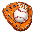Baseball Prop Set Three 10 Inch Square Props For Parties Photo Booths And Event Decor with baseball glove and ball.