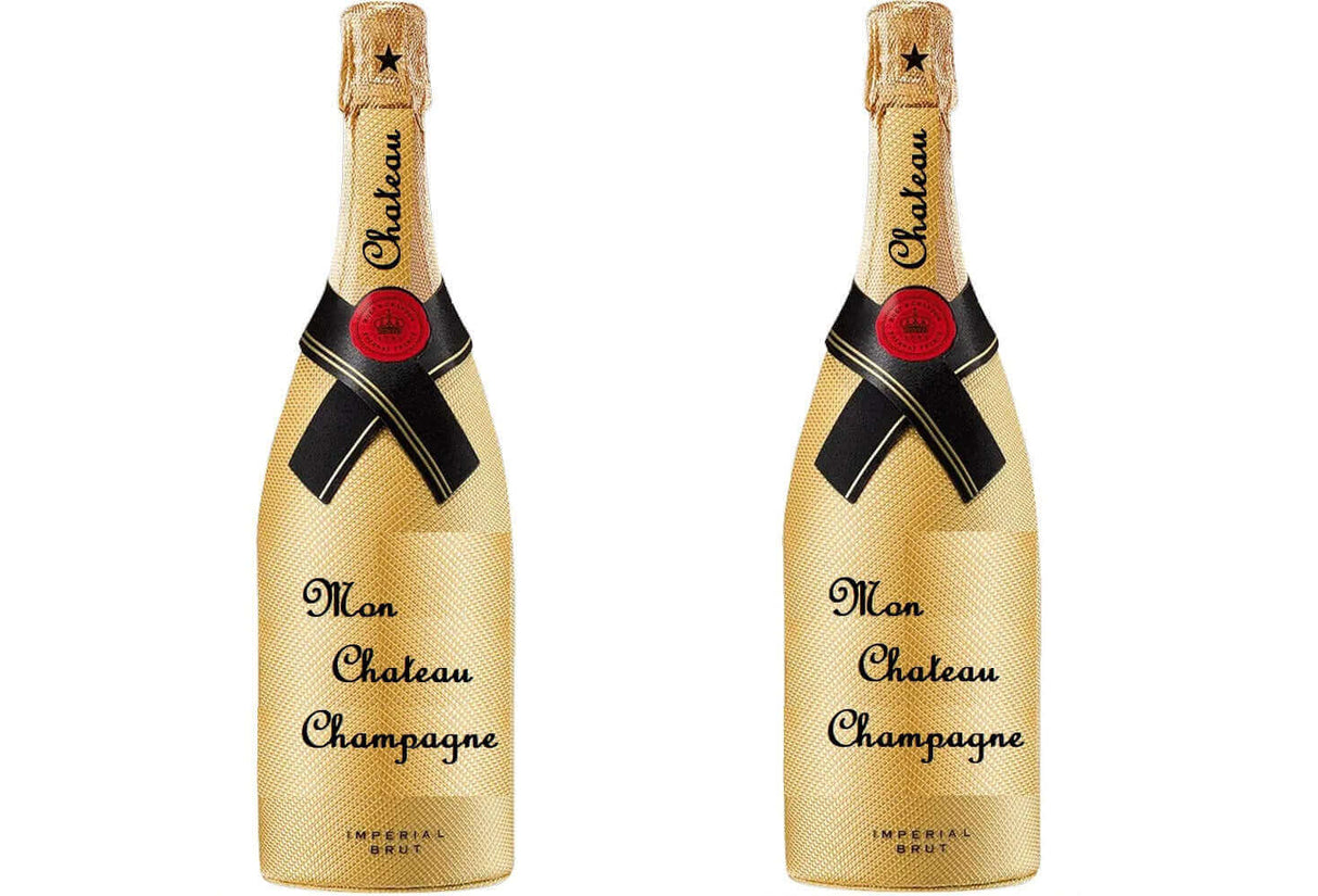 Big Mon Chateau Champagne prop, colorful and fun design, 15 inches tall, anti-glare quality, perfect for celebrations.