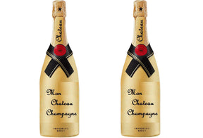 Big Mon Chateau Champagne prop, colorful and fun design, 15 inches tall, anti-glare quality, perfect for celebrations.