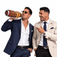 Cigar (Double sided) Individual Prop displayed by two stylish men, showcasing fun and high-quality design.