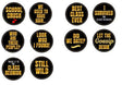 Colorful black and gold photo booth props for class reunion, featuring fun phrases like 'School Crush' and 'Best Class Ever'.