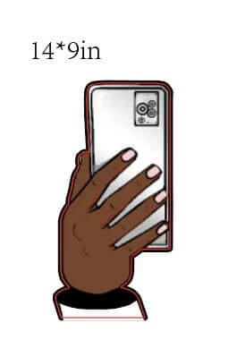 Big oversized hand CellPhone with PopSocket holder, 14" tall, perfect for photo booths, showcasing high-quality design.