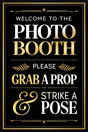 Prop Easel Sign for Events PVC Photo Booth Signage Black and Gold for Weddings Corporate Parties