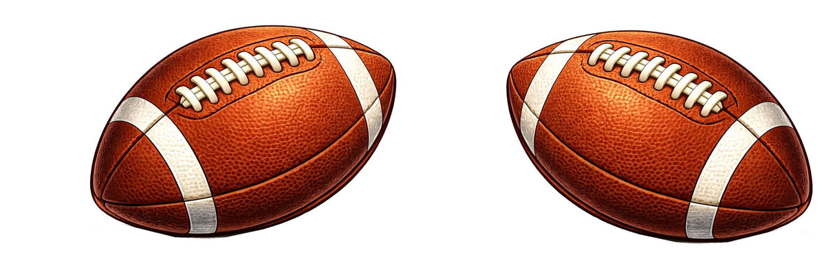 Football Prop Set featuring two realistic brown footballs with white laces, perfect for sports-themed celebrations.