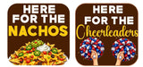 Here for the Nachos and Cheerleaders graphic with nachos and pom-poms for a sports-themed celebration.