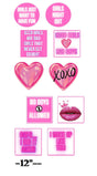 Girls Night Neon Party 12" decorations featuring fun themes like 'No Boys Allowed' and 'Good Girls Bad Boys' in vibrant colors.