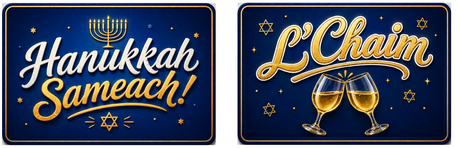 Hanukkah - Photo Booth Sign Props . Set of5  - Double Sided with festive designs for holiday photo sessions.