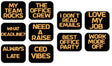 Corporate black and gold photo booth props, featuring fun phrases like 'My Team Rocks' and 'Need a Raise', 10" double-sided.