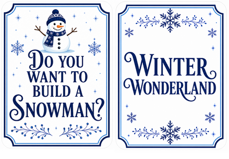 Holiday Corporate - Photo Booth Sign Props . Set of5  - Double Sided featuring winter-themed designs.