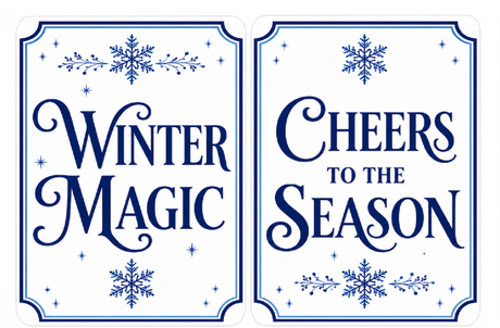 Holiday Corporate - Photo Booth Sign Props . Set of5  - Double Sided featuring 'Winter Magic' and 'Cheers to the Season' signs.