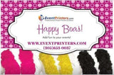 A 5 Piece Boa Bundle featuring colorful boas against a polka dot background to add fun to your events!