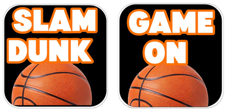 Basketball Prop Set for Photo Booths and Sports Themed Parties Premium Party Props Kit featuring 'Slam Dunk' and 'Game On' signs