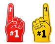 Oversized Sports And Graduation Hand Prop 16 Inch Tall 6mm Thick Double Sided For Photos with red and yellow hands.