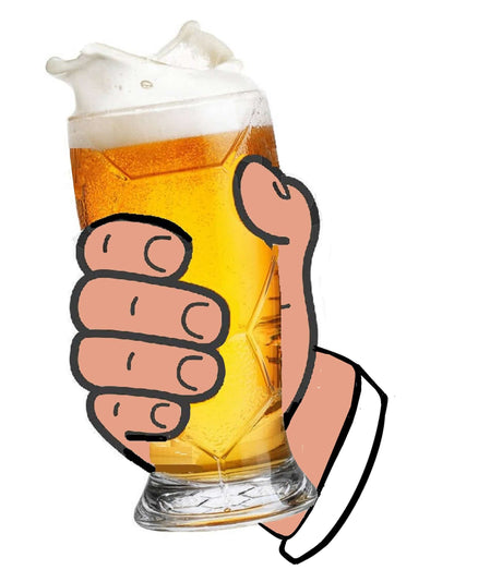 Big Oversized Hand Holding Beer Glass with Pop Socket Holder for fun photo booth events.