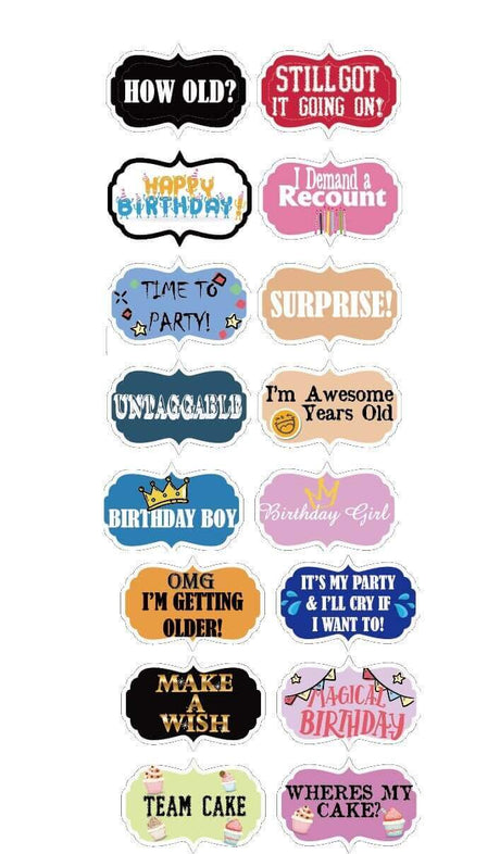 " Birthday HOW OLD??" Photo Booth Prop Set - 8 pieces - Eventprinters.com