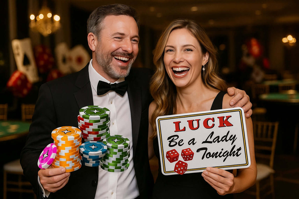 Casino Night Photo Booth Prop Set 5 Piece Kit For Parties Weddings And Corporate Events