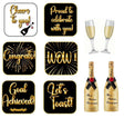 Corporate Cheers! Celebration Photo Booth Prop Set featuring signs, Champagne flutes, and bottles for festive events.