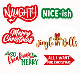 Christmas Big Words - Photo Booth Sign Props. Set of 6 - Single Sided PVC Photo Booth Props for holiday photo sessions.