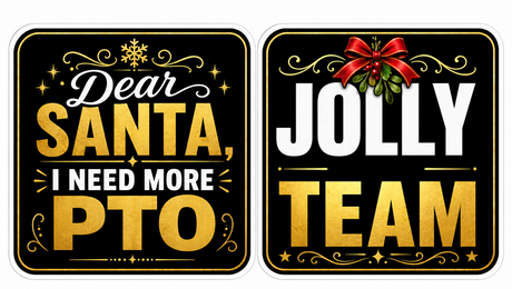 Christmas Corporate - Photo Booth Sign Props. Set of 5 - Double Sided signs with 'Dear Santa' and 'Jolly Team' designs.