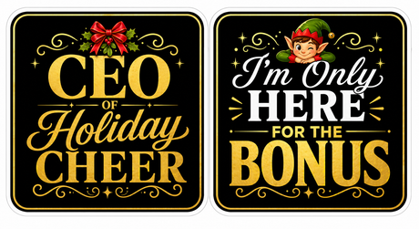Christmas Corporate - Photo Booth Sign Props . Set of5  - Double Sided featuring gold text signs for holiday photo booths.
