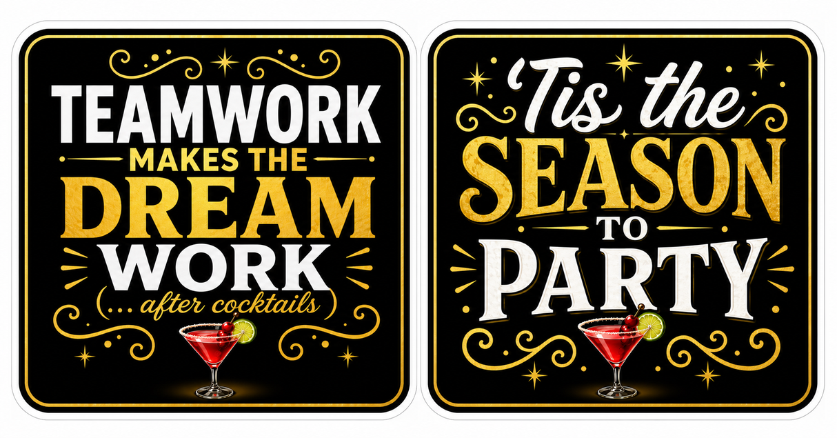 Christmas Corporate - Photo Booth Sign Props . Set of5  - Double Sided