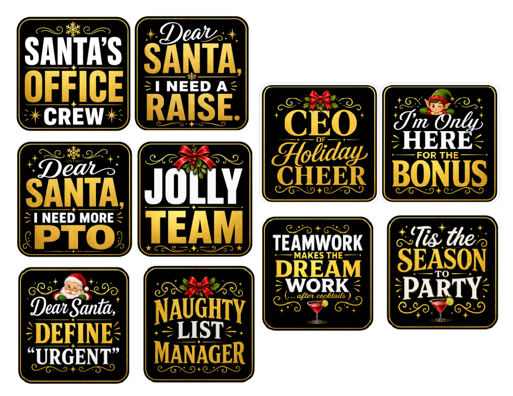 Christmas Corporate - Photo Booth Sign Props . Set of5  - Double Sided