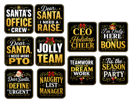 Christmas Corporate - Photo Booth Sign Props . Set of5  - Double Sided featuring festive signs for holiday photo booth fun.