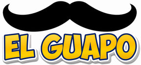 El Guapo Big Individual Prop featuring a bold mustache and vibrant text for decoration or fun events.