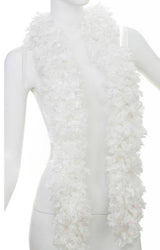 Soft featherless white boa scarf, perfect for parties, comes in a tule bag for easy storage, available in vibrant colors.